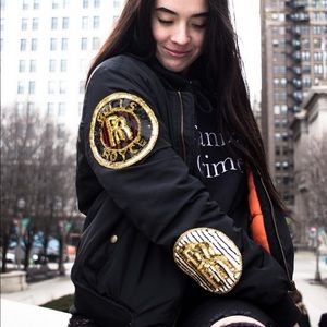 “ROLLS ROYCE” Custom Black Bomber Jacket